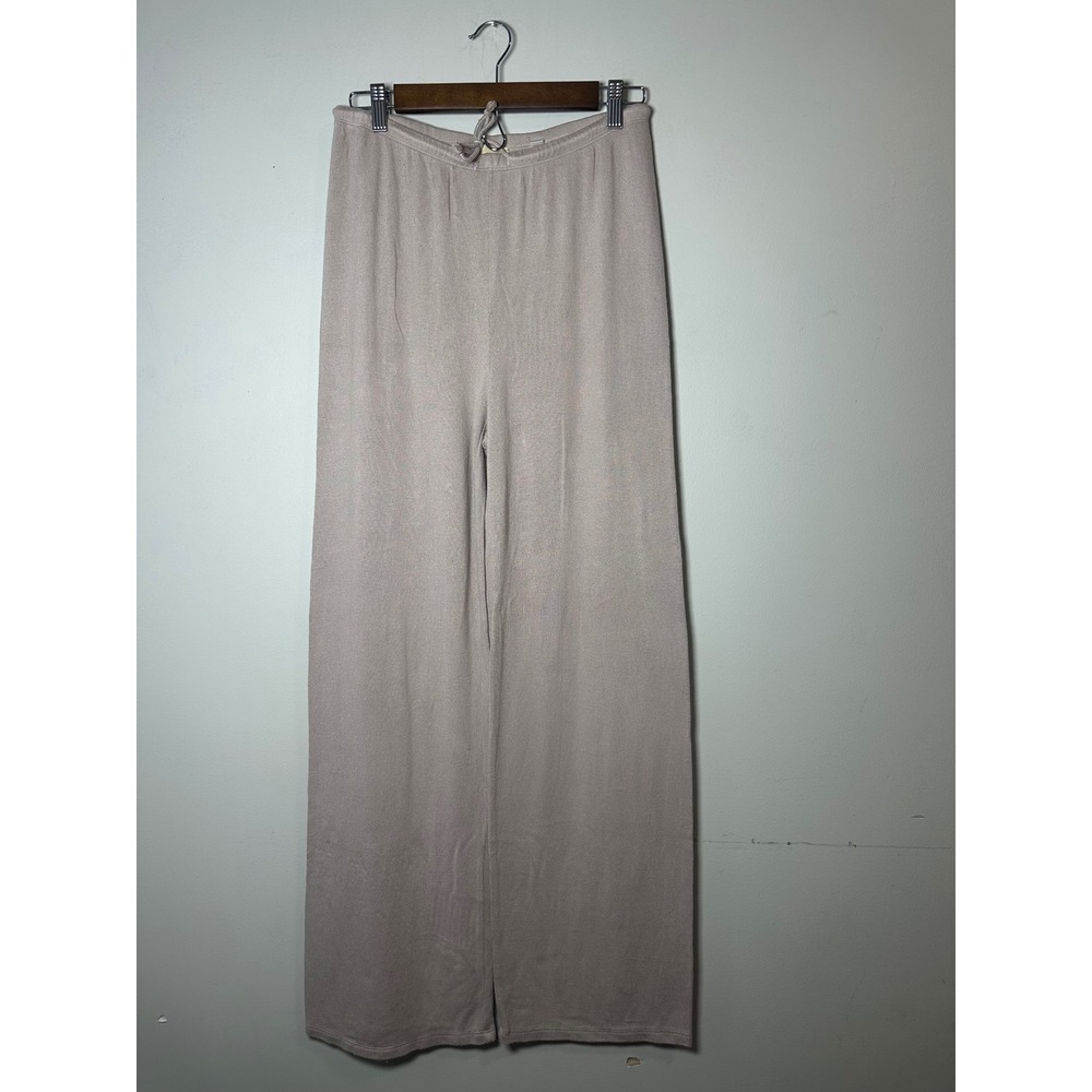 Elie Tahari Nude Ribbed Wide Leg Drawstring Luxury Lounge Pants Size S